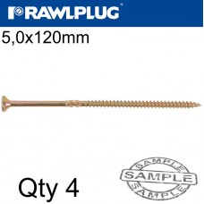 R-TS CHIPBOARD HD SCREW 5.0X120MM X4 PER BAG